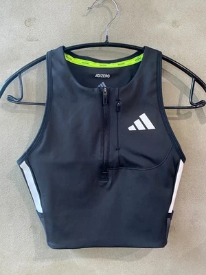 adidas Adizero Crop Tank Women's Running Top Sportswear Black AsiaFit NWT JN7162 - Image 1 of 4