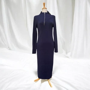 Sweaty Betty Frame Strick Midi Kleid Gr. Neu mit Etikett Navy Trichterausschnitt gerippt Athleisure - Bild 1 von 14