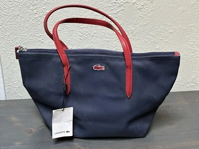 Lacoste Womens L.12.12 Concept Small Shopping Bag - Navy Blue/Maroon 15x9.5x6 - Image 1 of 4