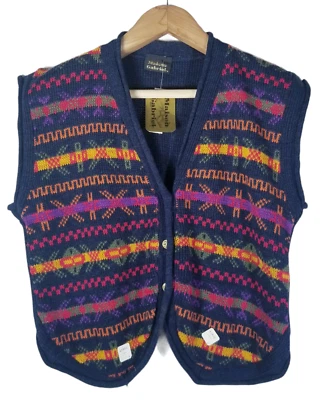 De Colección Años 80 Maison Gabriel Suéter Chaleco Grande Multicolor Festival Academia Preppy Foto 1 de 4