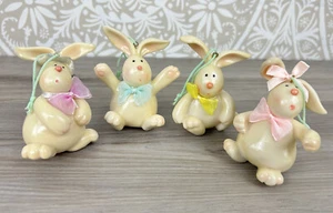 4er Set Vintage weißer Hase Osterhase Weihnachten Deko Ornamente Harz - Bild 1 von 6