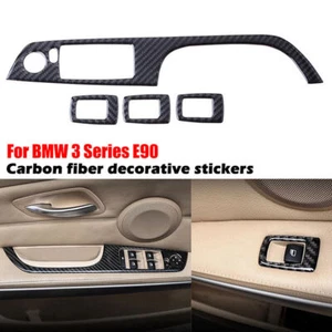 Carbon Fiber Window Lift Switch Button Panel Cover Trim Fit for BMW M3 E92 E90 Z - Picture 1 of 8