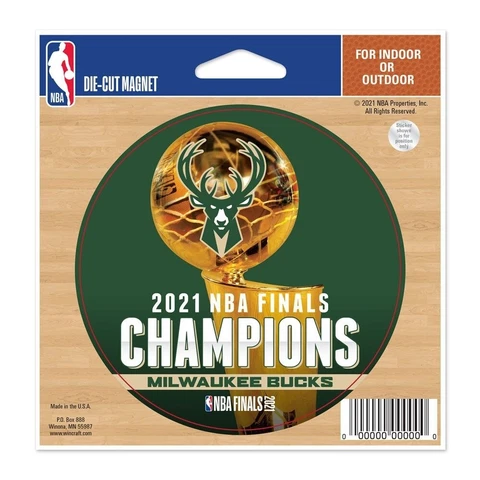 Wincraft Milwaukee Bucks 2021 NBA Champions DIE-CUT MAGNET Cover