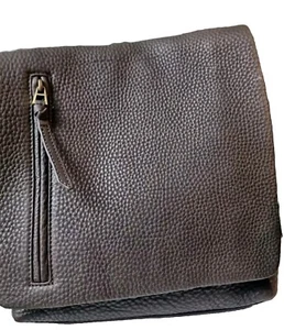 Oroton Dark Brown Pebble Large Messenger Unisex Side Bag With Original Dustbag - Picture 1 of 14
