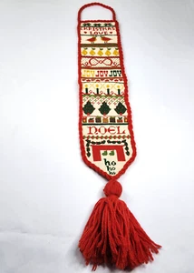 Striscione natalizio da appendere punto croce fatto a mano 30" x 5,5" rosso pannelli multipli - Foto 1 di 8