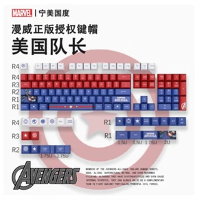 Captain America Keycaps PBT For Keyboard Cherry MX Sublimation 128 Keys Gifts - Picture 1 of 12
