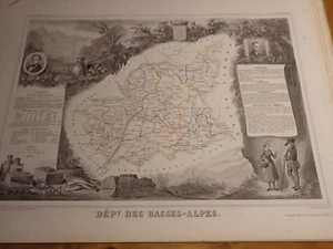 Département des BASSES ALPES CARTE GEOGRAPHIQUE LEVASSEUR 1859 Digne Sisteron - Foto 1 di 1