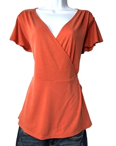 Top para mujer talla mediana modal manga con volantes naranja - Imagen 1 de 13
