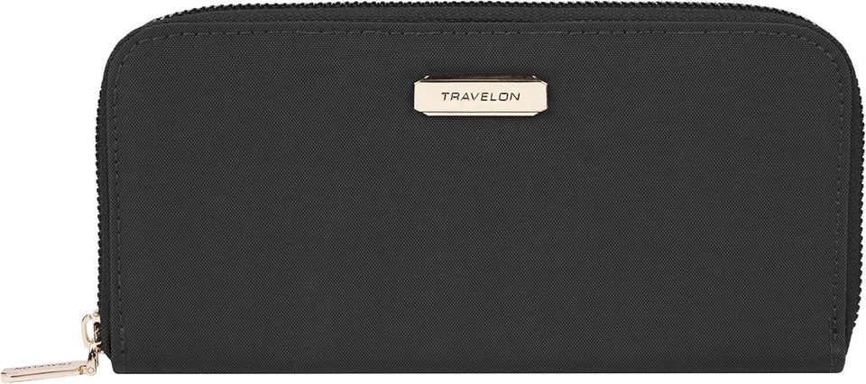 Travelon RFID Blocking Single Zip Wallet, Black - Image 1 of 2