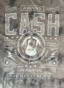 Johnny Cash-The Man in Black-Men's Tie Dye Long Sleeve Shirt, Brown Size XL - Picture 1 of 6