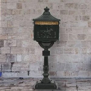 Pedestal Letterbox Aluminium Vintage Style Rustproof Green Q6A3 - Picture 1 of 12