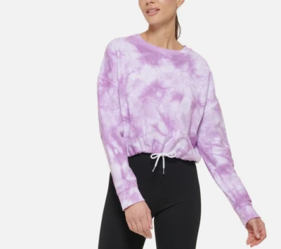 Sudadera para mujer DKNY de algodón teñida con corbata púrpura talla grande nueva Foto 1 de 3