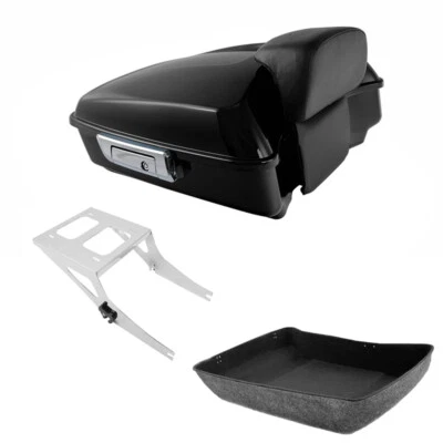 Chopped Trunk Backrest & Mount Rack Fit For Harley Softail Fatboy 2008-2017 - Image 1 of 4