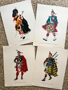 VINTAGE (1965) DEWAR'S SCOTCH WHISKEY - (4) SCOTSMAN POSTER SET - Tartans, NM - Picture 1 of 6
