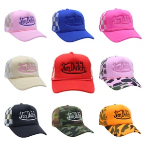 Fashion Plaid Camouflage Embroidered Trucker Hat Breathable Mesh Baseball Cap - Picture 1 of 27