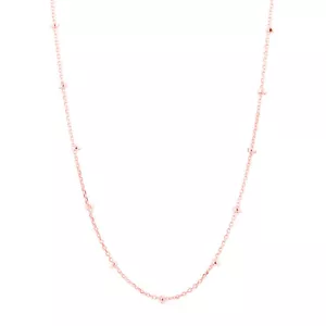 Rosa Oro Su Argento Sterling 1mm Piatto Perline Satellite Girocollo Collana - Foto 1 di 10