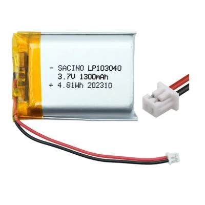 103040 3.7V 1300 mAh, PCM, JST PH1.25-2P wiederaufladbar - Bild 1 von 4