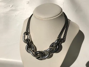 retro look futuristic steampunk grunge metal chain link statement necklace - Picture 1 of 6