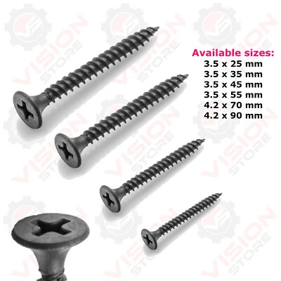 Drywall Screws Fine Threaded Drylining Wood Framework Stud Wall Black Bugle Head - Image 1 of 4