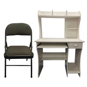 Meta Home Office Desk chair set, White Desk With Shelve Keyboard Table For Study - Picture 1 of 29