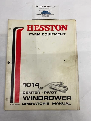 Operator's Manual for Hesston 1014 Center Pivot Windrower - Image 1 of 3
