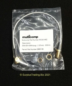 Multicomp MC001482 SMA Bulkhead Jack to SMA Plug 200mm - Picture 1 of 5