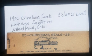 1932 Lutheran Sanitarium Xmas Seals booklet, Wheat Ridge, Colo. 23 Cinderellas - Picture 1 of 3