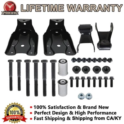 2* Rear ward Leaf Spring Shackle & Bracket Hanger Set For Chevy GMC Sierra 1500 Foto 1 de 4