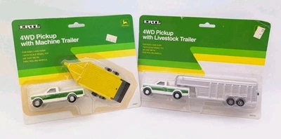 1992 Ertl 4WD Truck Trailer 1/64 Pair John Deere Livestock Machine New In Boxes! - Image 1 of 4