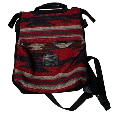 Pendleton Wool Backpack Tote Bag Southwest Aztec Pattern Red Canvas Back - Image 1 of 4