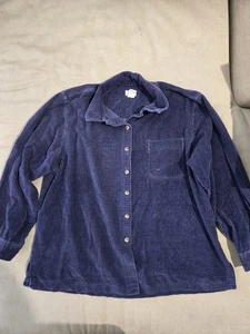 Giacca camicia LL Bean blu comoda in velluto a coste con bottoni, taglia XL - Foto 1 di 5