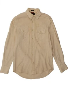 TOMMY HILFIGER Mens Slim Fit Shirt Small Beige Cotton AO04 - Picture 1 of 3
