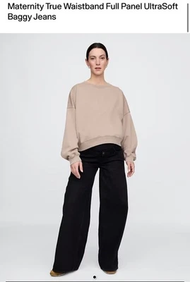 NWT Gap maternity True Waist Full Panel Ultrasoft Baggy Jean Black 27/4 - Image 1 of 4