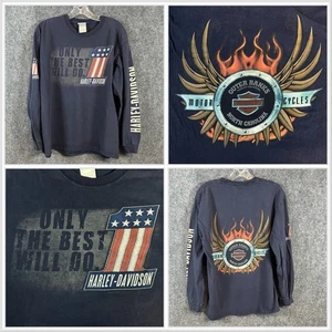Harley Davidson 2010-11 Outerbanks, NC LS Graphic Flame T-Shirt L *Minor Flaw - Picture 1 of 19