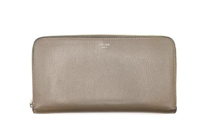 Cartera Larga CELINE Cuero Cremallera Alrededor Beige Auténtica de JAPÓN Foto 1 de 4