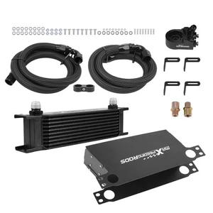 Universal Oil Cooler 10 Row AN10 Aluminum British Style Thermostatic Black - Picture 1 of 19