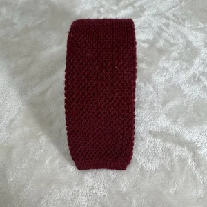 Unbrand 100% Wool/Lana Men's KNIT Necktie ITALY Burgundy Solid Square End - Picture 1 of 6