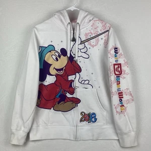Disney 2016 Mickey Mouse Fantasia Sweater Womens XL White Hooded Sweatshirt - Picture 1 of 21