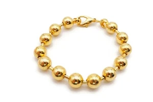 Pulsera Vintage Tono Oro 10mm Cuentas 8" - Imagen 1 de 4