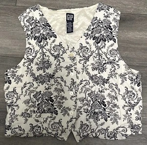 Vintage 90s Gap Floral Tapestry Vest Womens Large L Boho Hippie Professional - Picture 1 of 14
