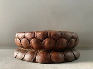 Collect Old Chinese natural bamboo hand carven lotus pattern base decoration - Picture 1 of 9