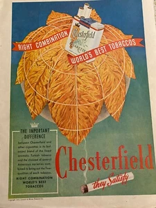 Chesterfield Cigarettes, Full Page Vintage Print Ad - Picture 1 of 1