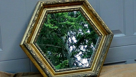 ANTIQUE ITALIAN OCTAGONAL SHAPE WOOD CARVED GILT ORNATE FRAME MIRROR Cover