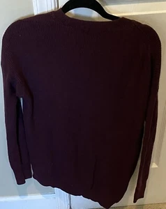 Athleta Sweater Top Womans XS Solid Plum Long Sleeve Pullover Wool Blend EUC - Picture 1 of 7