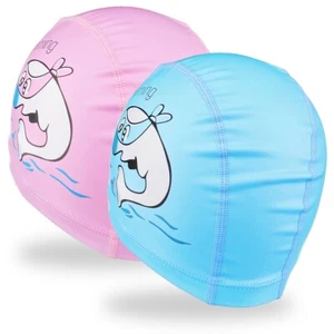 Children Learn to Swim Kids Swimming Cap Silicone Waterproof Unisex Bathing Caps - Picture 1 of 14