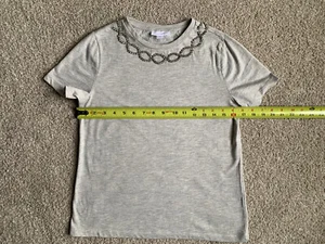 CHARTER CLUB GRAY SEQUIN/BEAD EMBELLISHED NECK TOP SIZE XS/SMALL - Picture 1 of 7