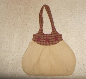 Nancy’s Nook Primitivo Bolso de Mano Cartera Estrellas Arpillera a Cuadros Nuevo Sin Etiquetas  - Imagen 1 de 6