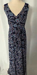 Faded Glory navy blue floral women dress size 16/18 D413 - Picture 1 of 6