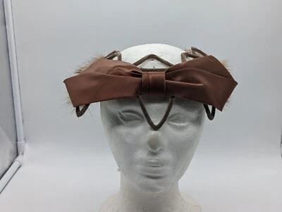 Vintage Mink Hair Net Crown Bow Cosplay Mother Nature USA Made Hairpiece - Image 1 of 4