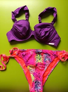 Conjunto de bikini La SENZA *Belle*/Primark Multi U/W acolchado con corbata lateral Reino Unido 34A/12 - Imagen 1 de 8